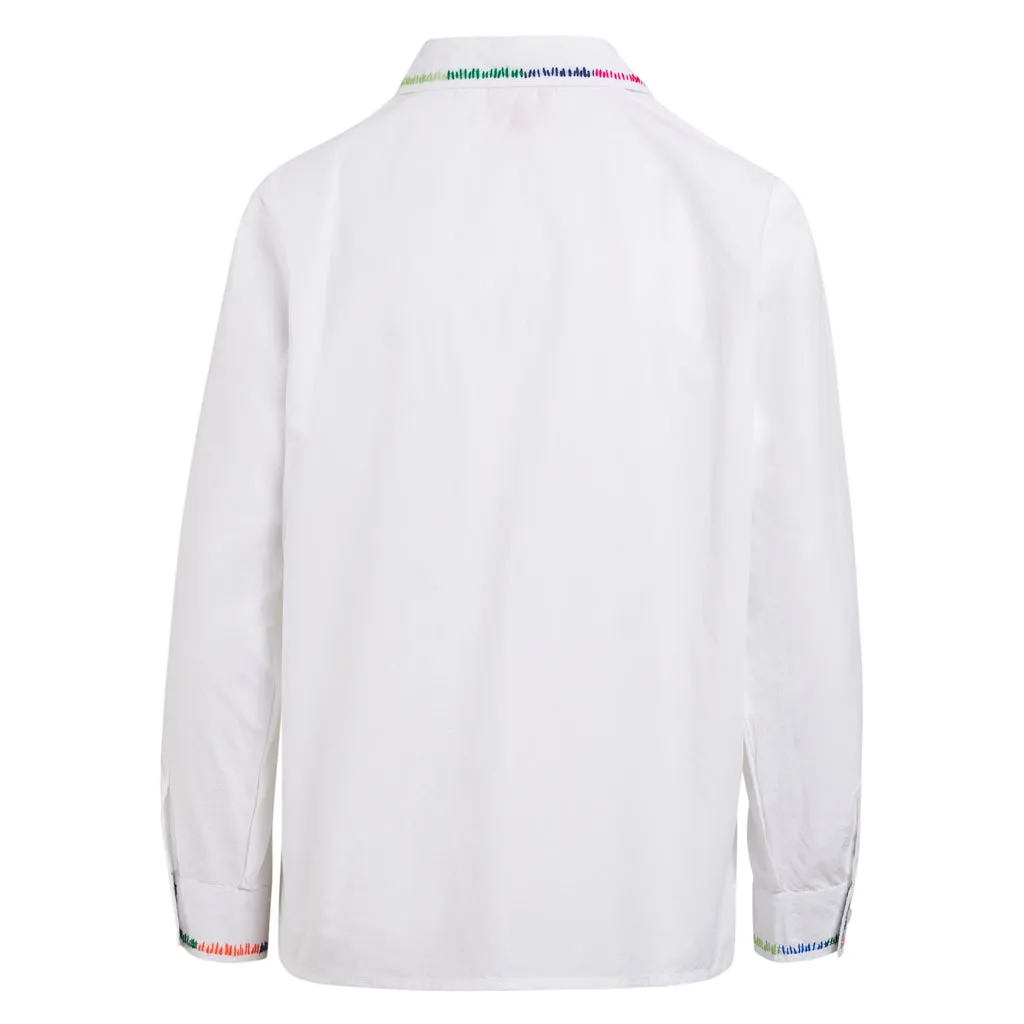 Rainbow Hand Embroidery White Shirt