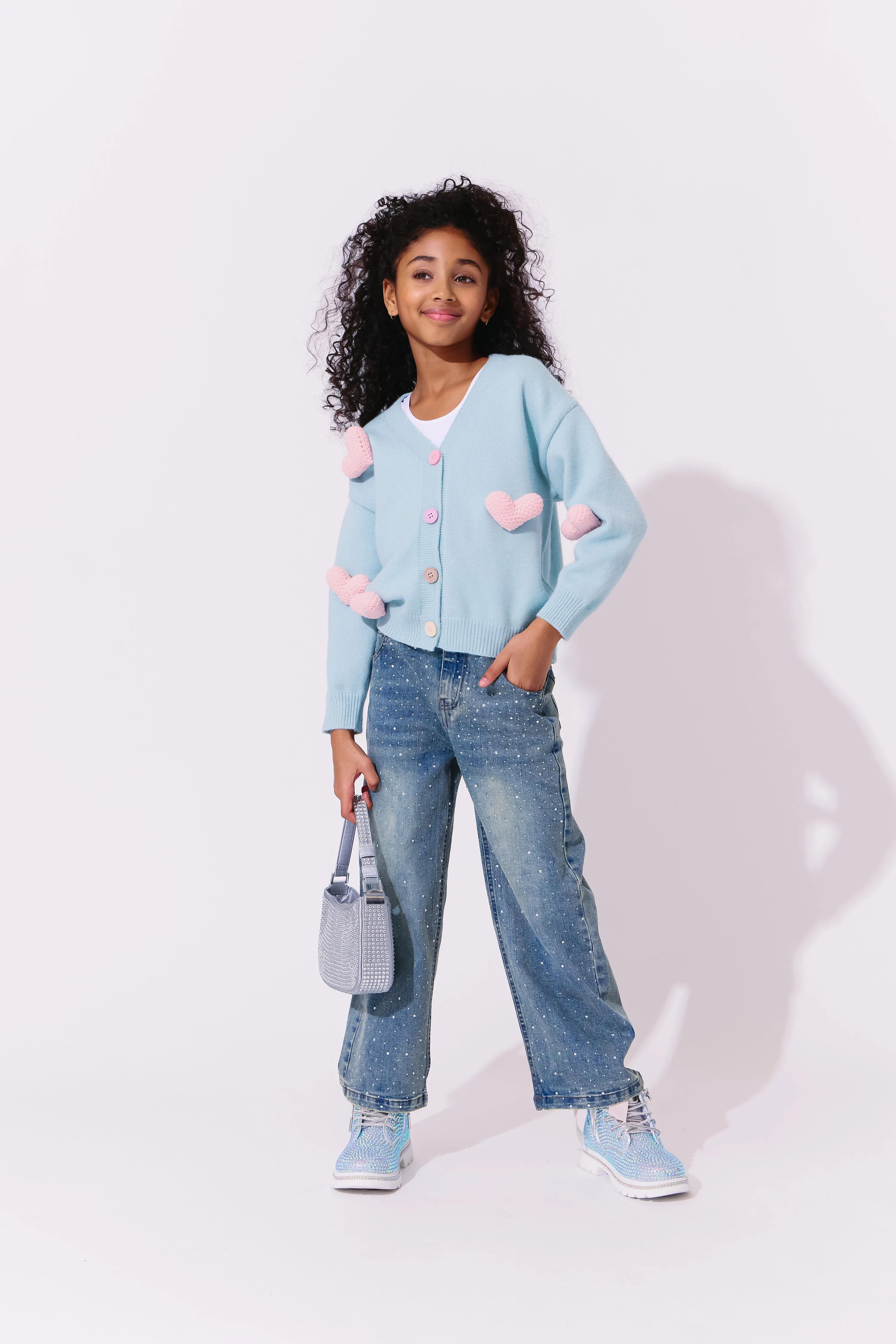 Rainbow Plush Heart Cardigan