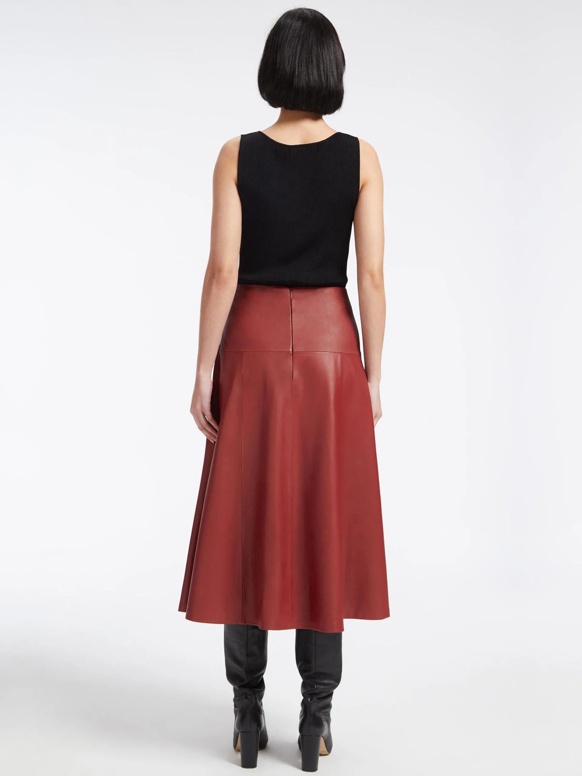 Red leather Sierra maxi skirt