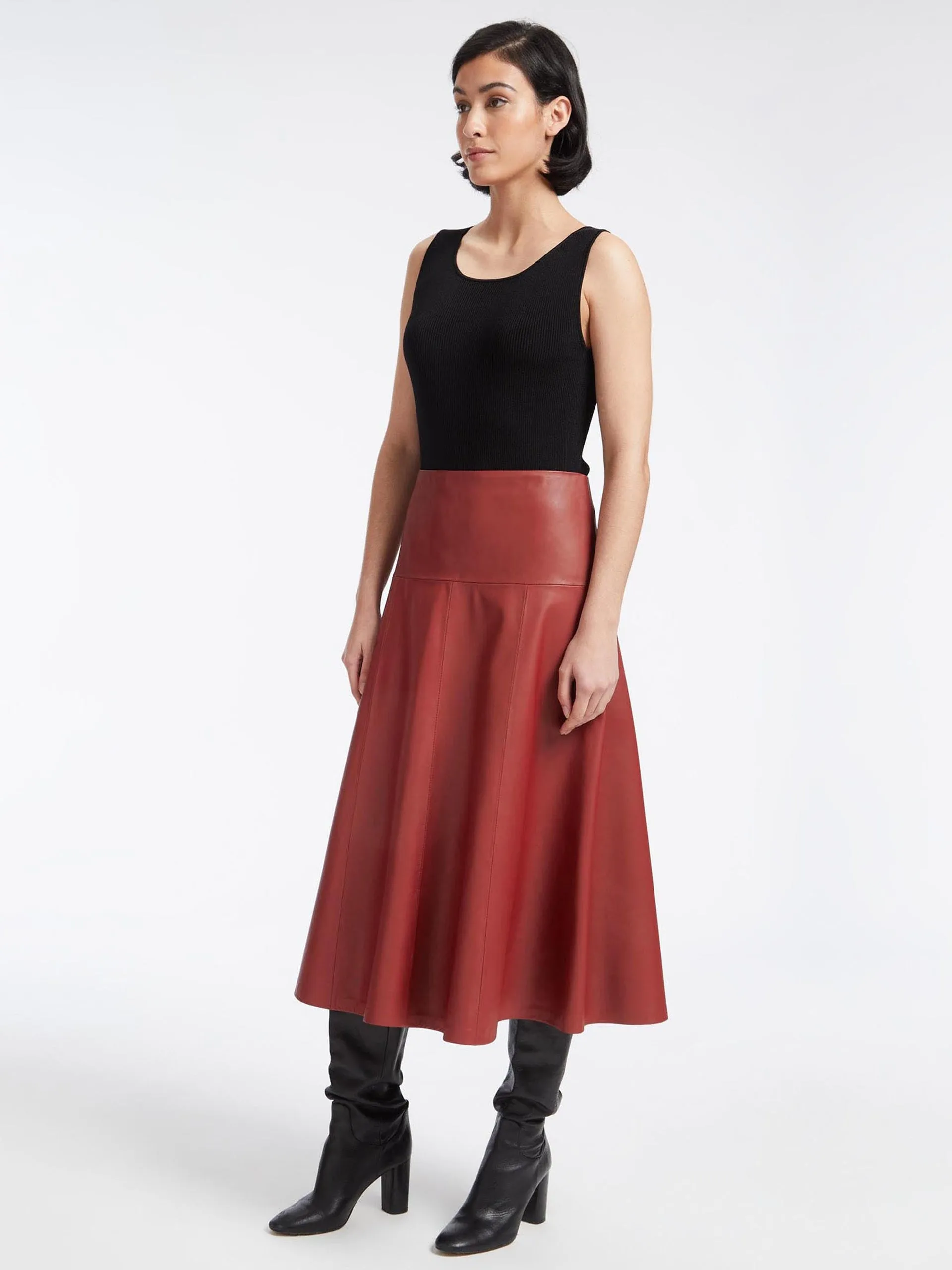 Red leather Sierra maxi skirt