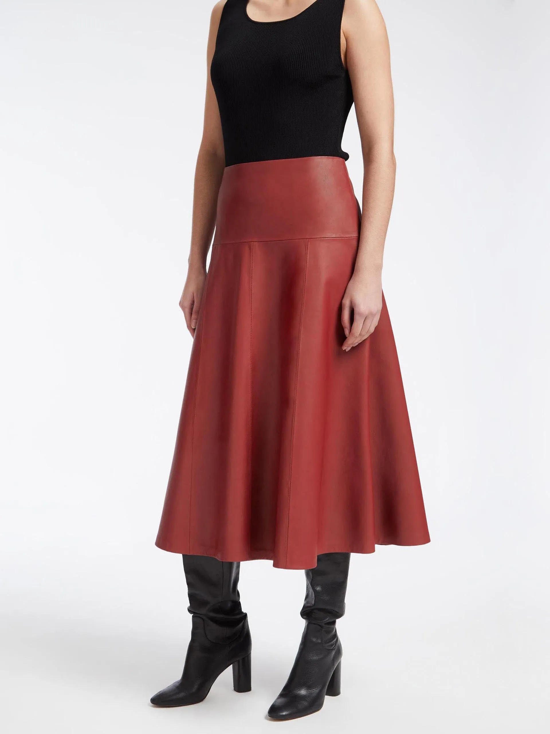 Red leather Sierra maxi skirt
