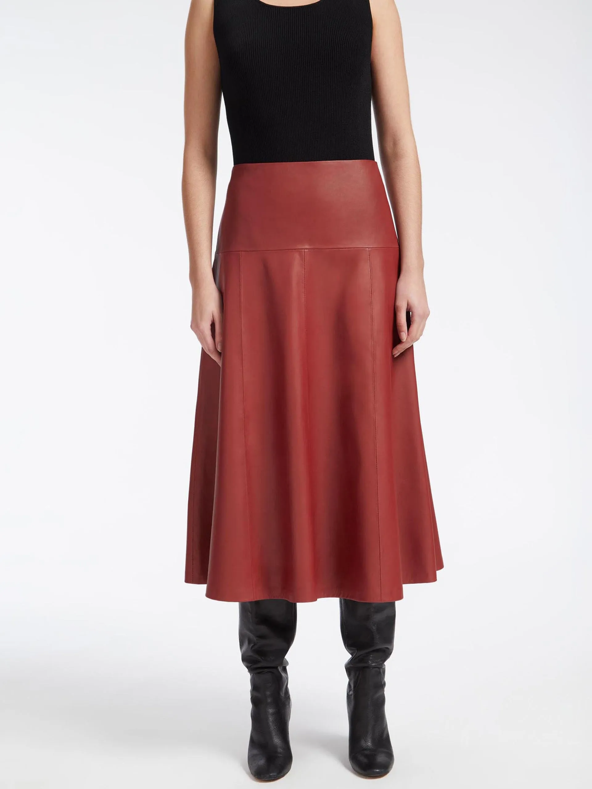 Red leather Sierra maxi skirt