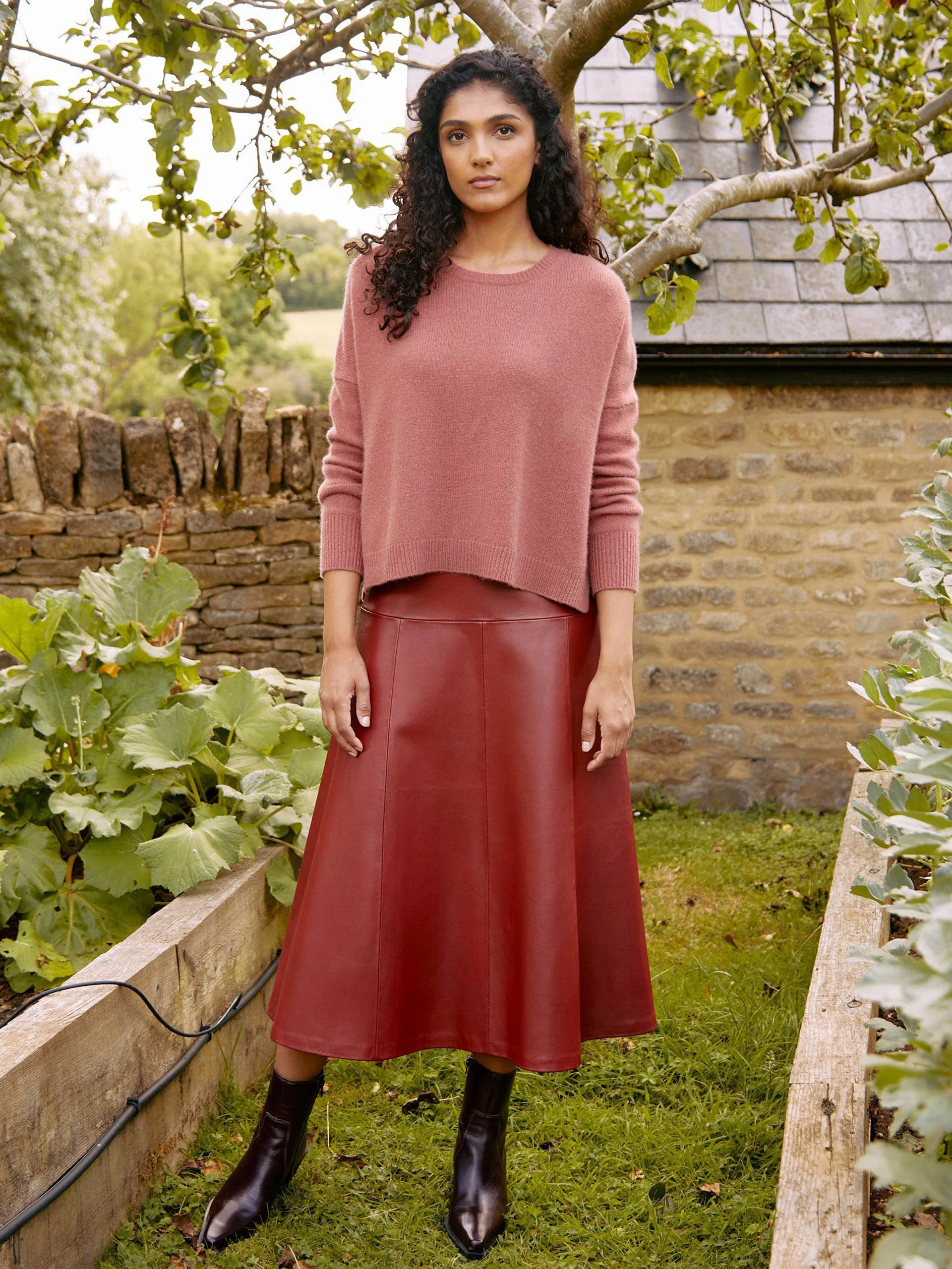 Red leather Sierra maxi skirt