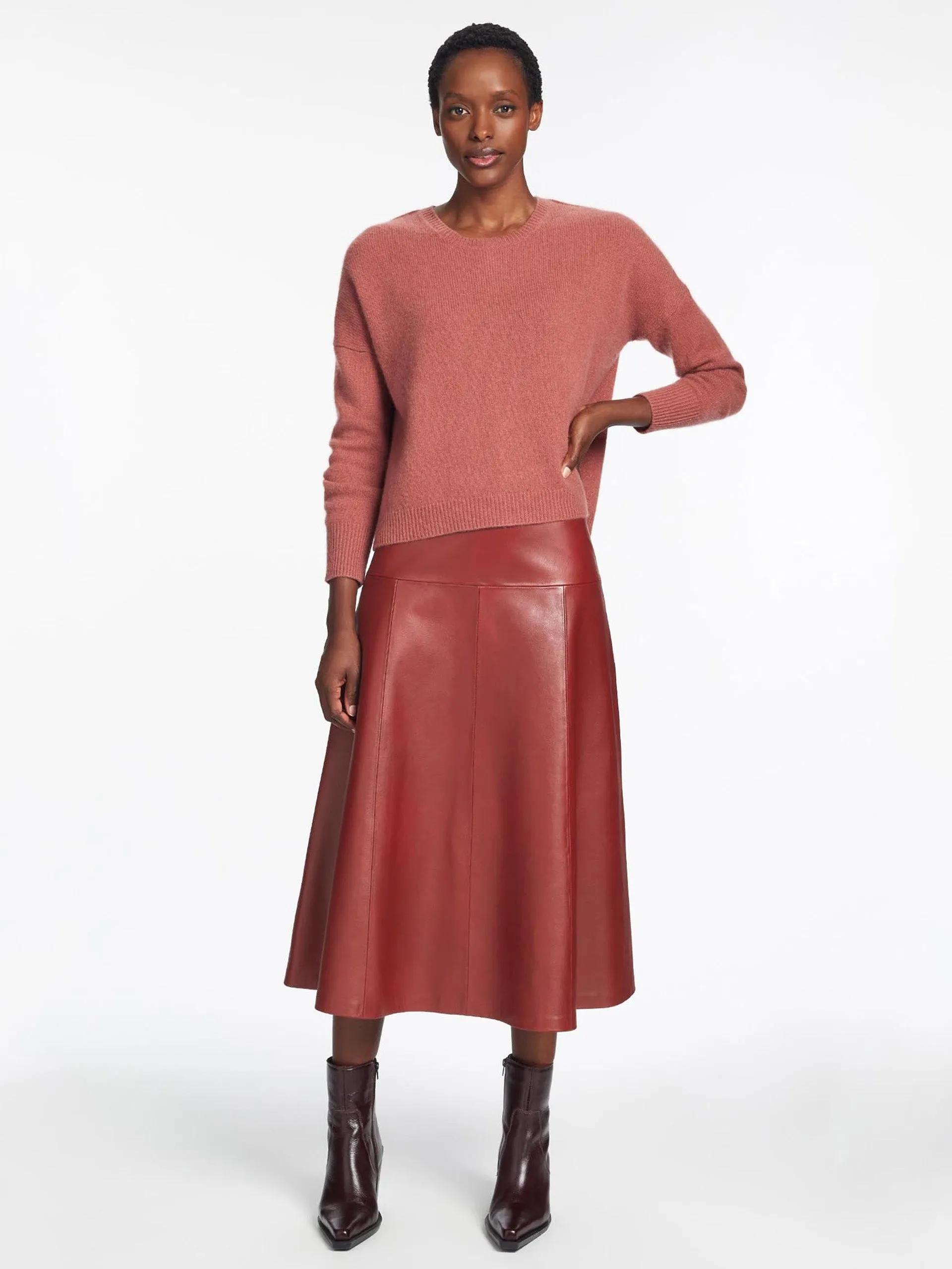 Red leather Sierra maxi skirt