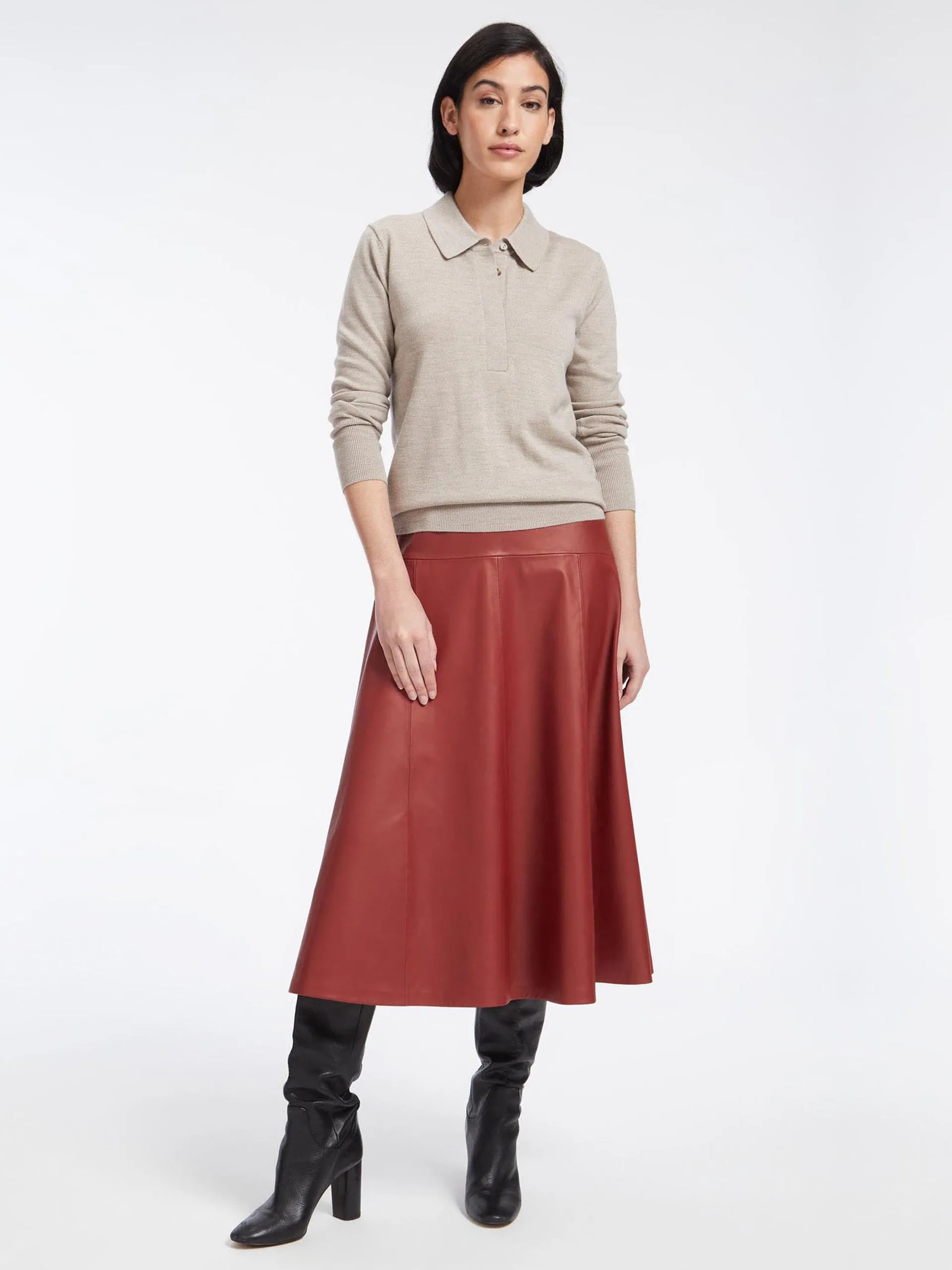 Red leather Sierra maxi skirt