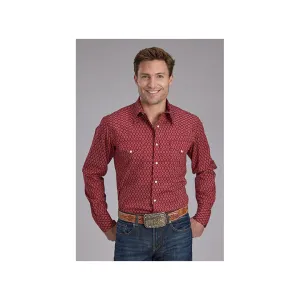 Roper Men's Red Geo Print Snaps Western Shirt