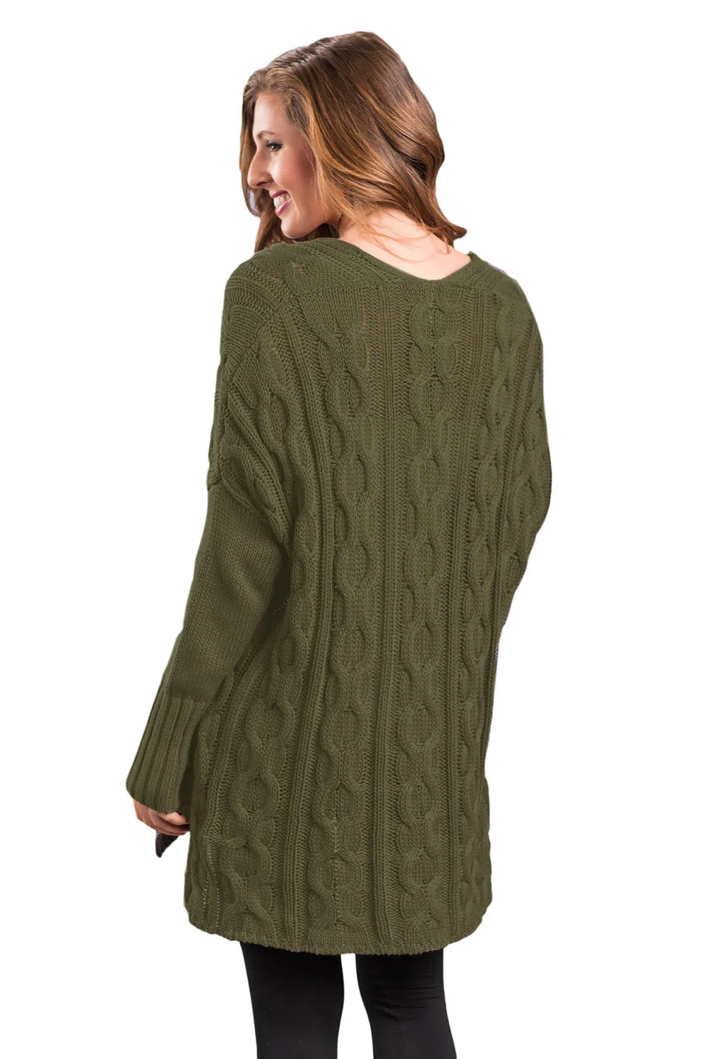 Sexy Army Green Oversized Cozy up Knit Sweater