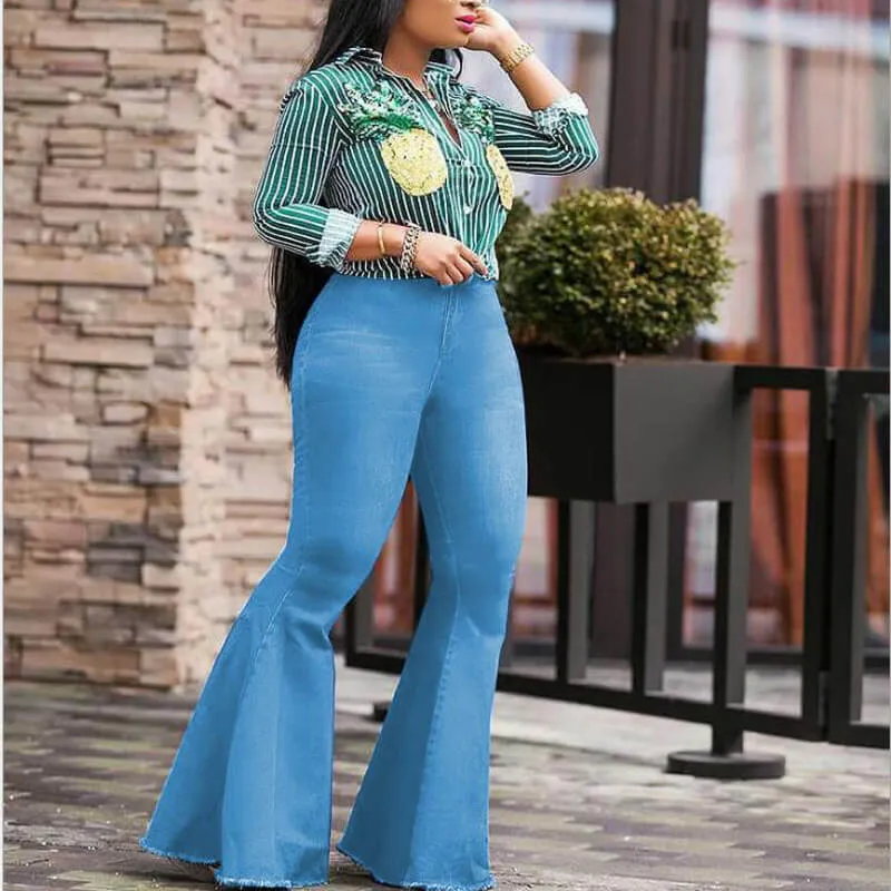 Sexy Flare High Waist Bodycon Denim Pants