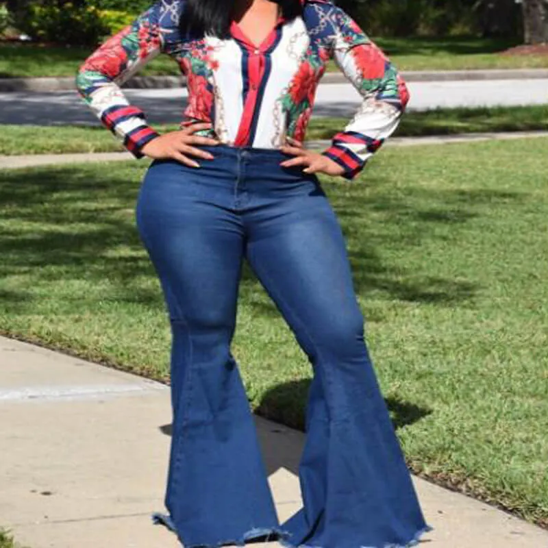 Sexy Flare High Waist Bodycon Denim Pants