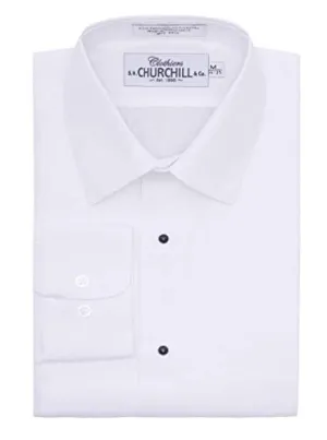 S.H. Churchill & Co. White Laydown Pleated Tuxedo Shirt Big & Tall
