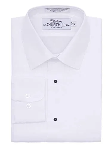 S.H. Churchill & Co. White Laydown Pleated Tuxedo Shirt Big & Tall