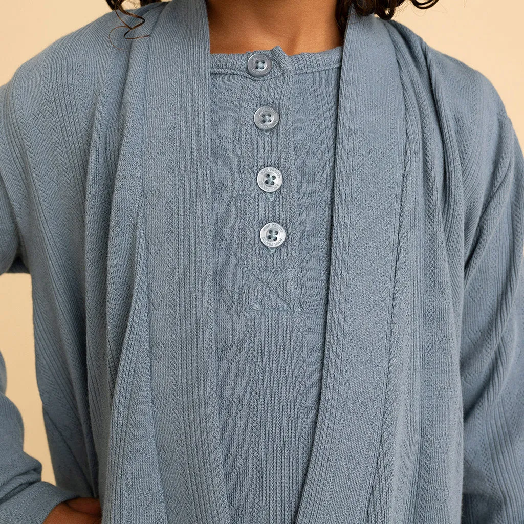 Slate Pointelle Fly Away Cardigan