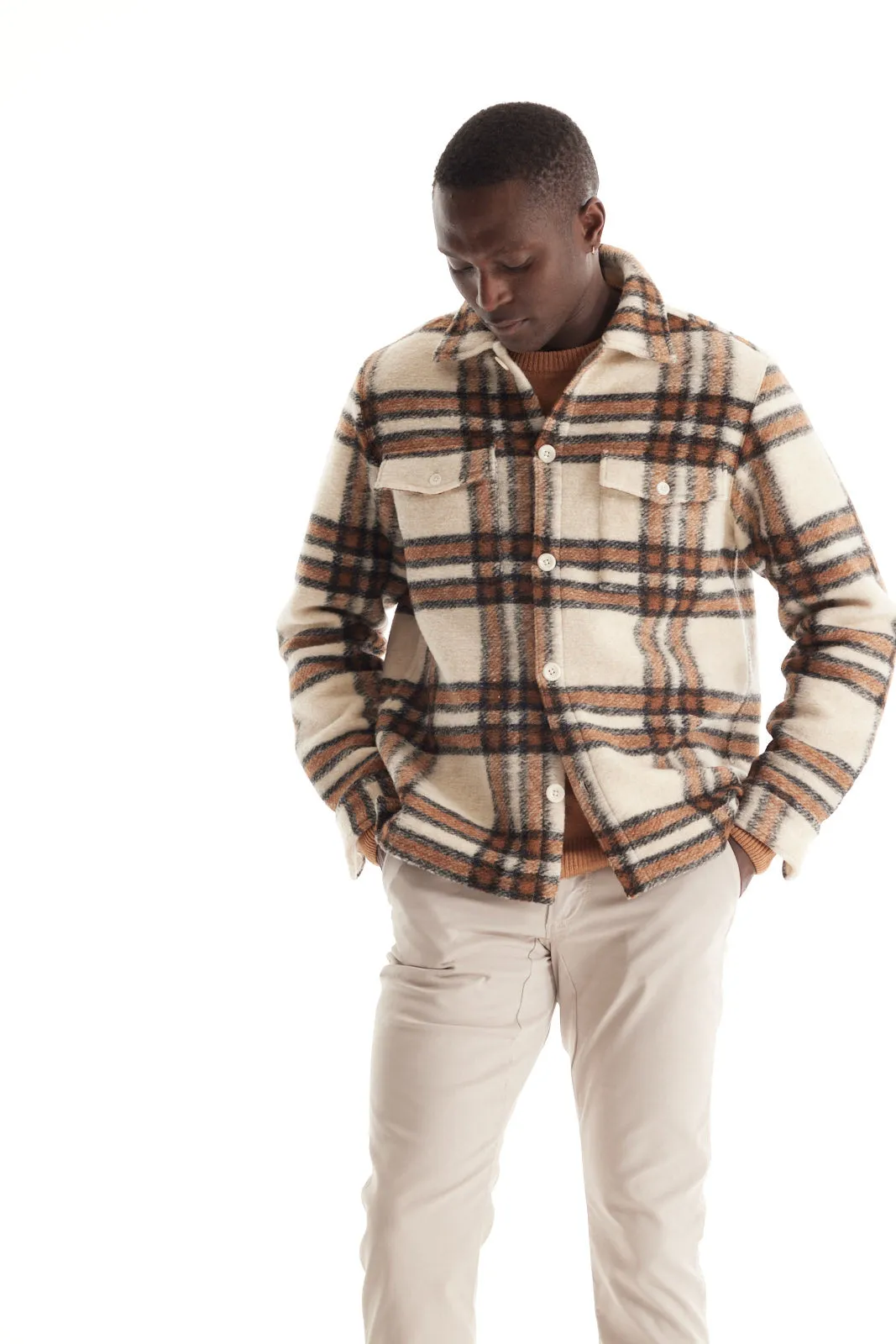 Soft Cloth Melrose Shirt Jacket in Soft Wool - Natural Mix