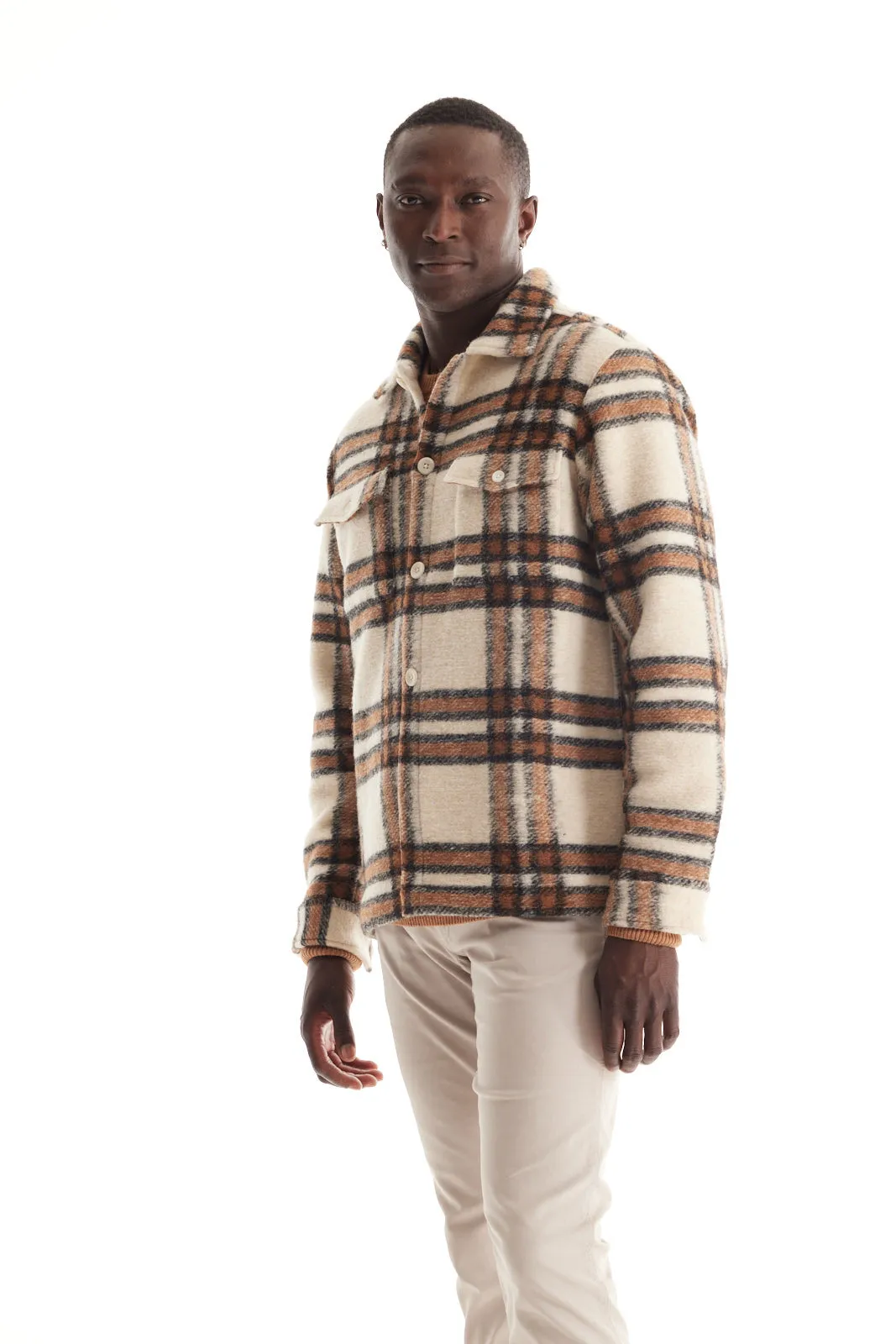 Soft Cloth Melrose Shirt Jacket in Soft Wool - Natural Mix