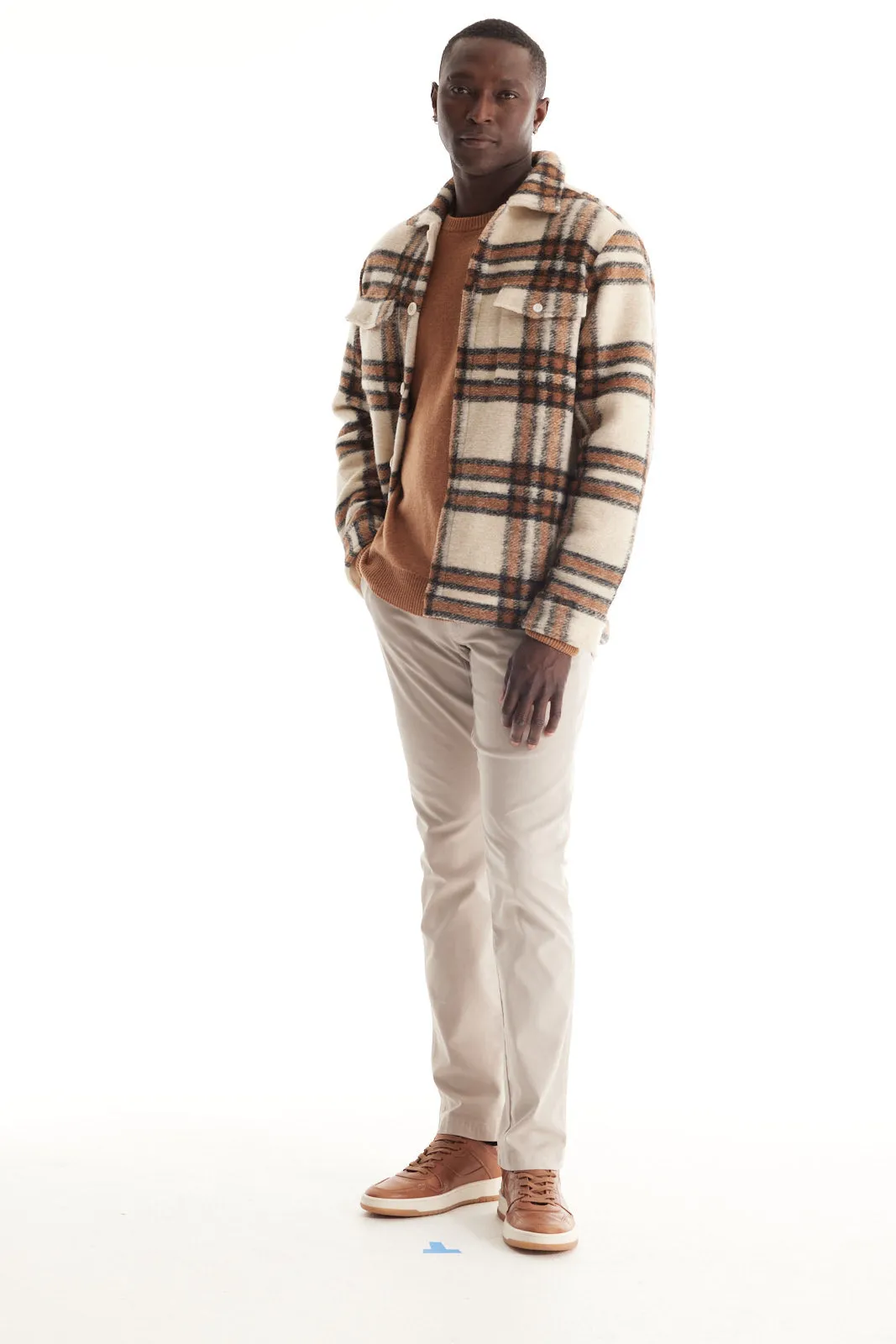 Soft Cloth Melrose Shirt Jacket in Soft Wool - Natural Mix