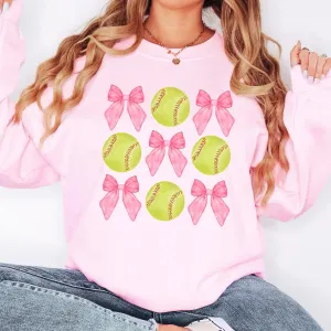 Softballs And Bows Collage Sweatshirt