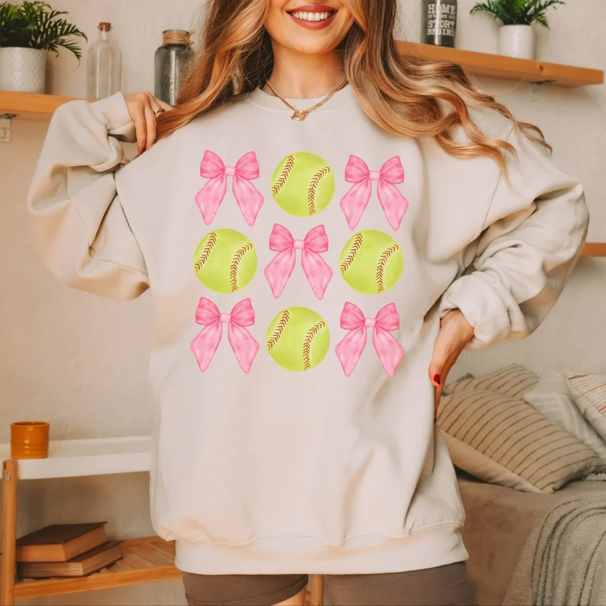 Softballs And Bows Collage Sweatshirt