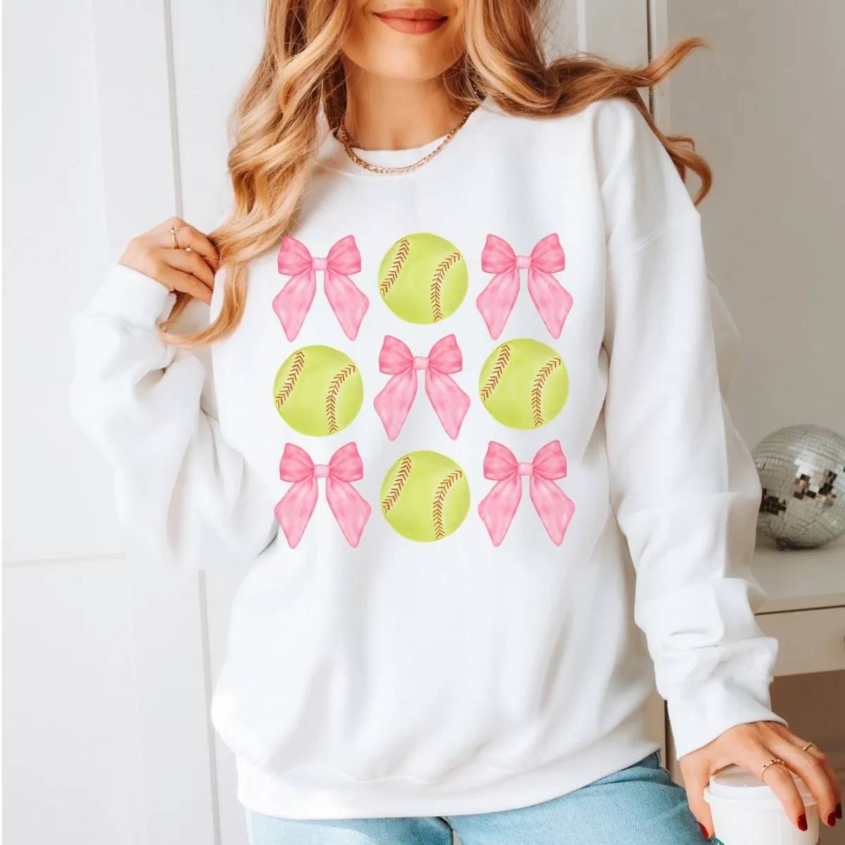 Softballs And Bows Collage Sweatshirt