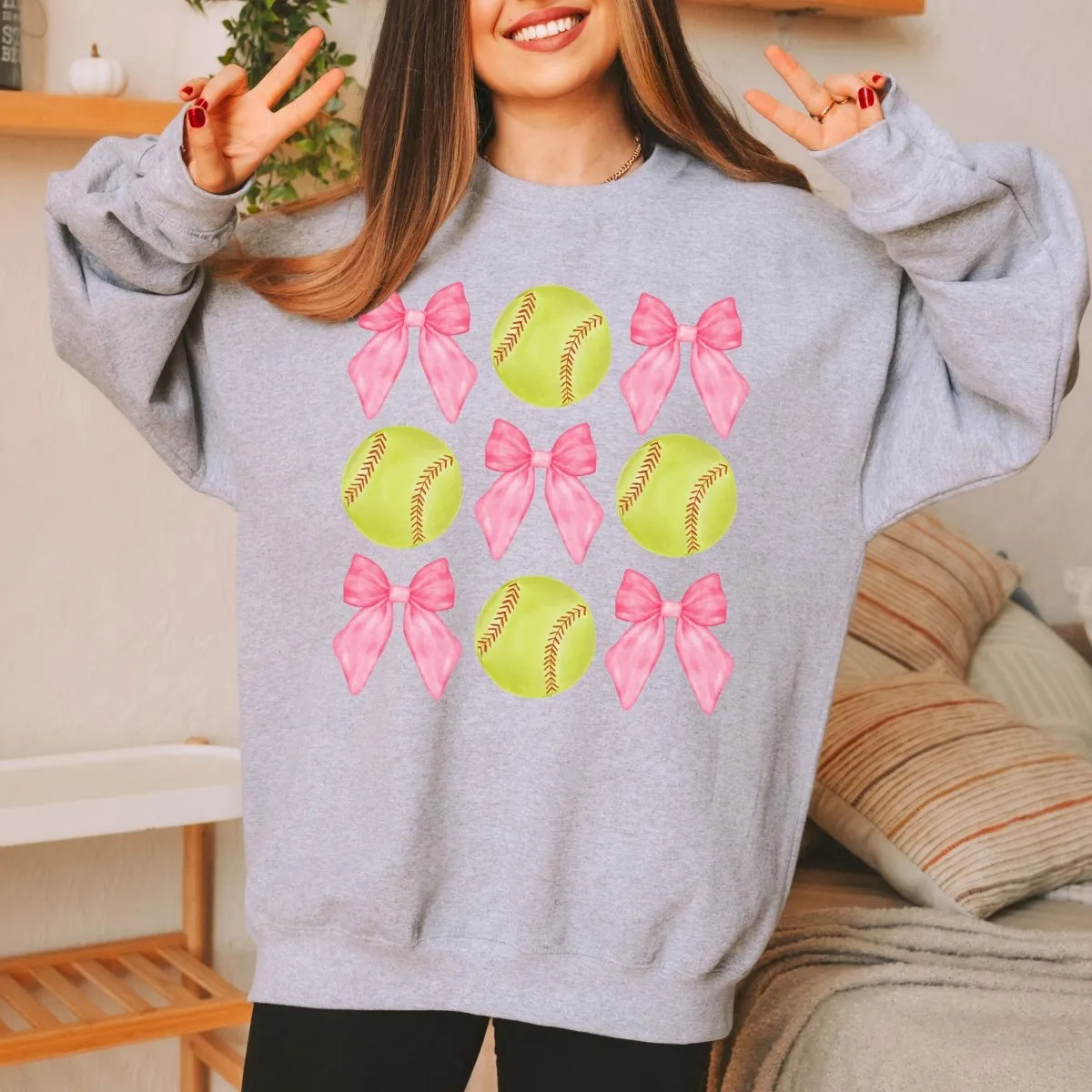 Softballs And Bows Collage Sweatshirt
