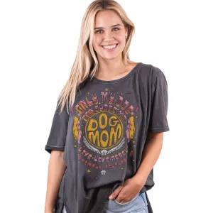 Space Acid Wash Dark Grey Oversized Short Sleeve Shirt
