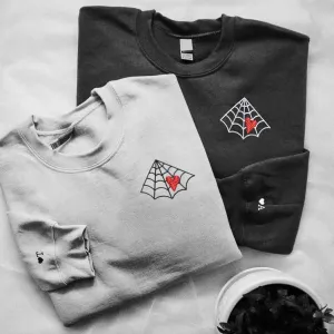 Spider Web Heart Couple Hoodies – Unique Custom Gifts for Gothic-Inspired Couples