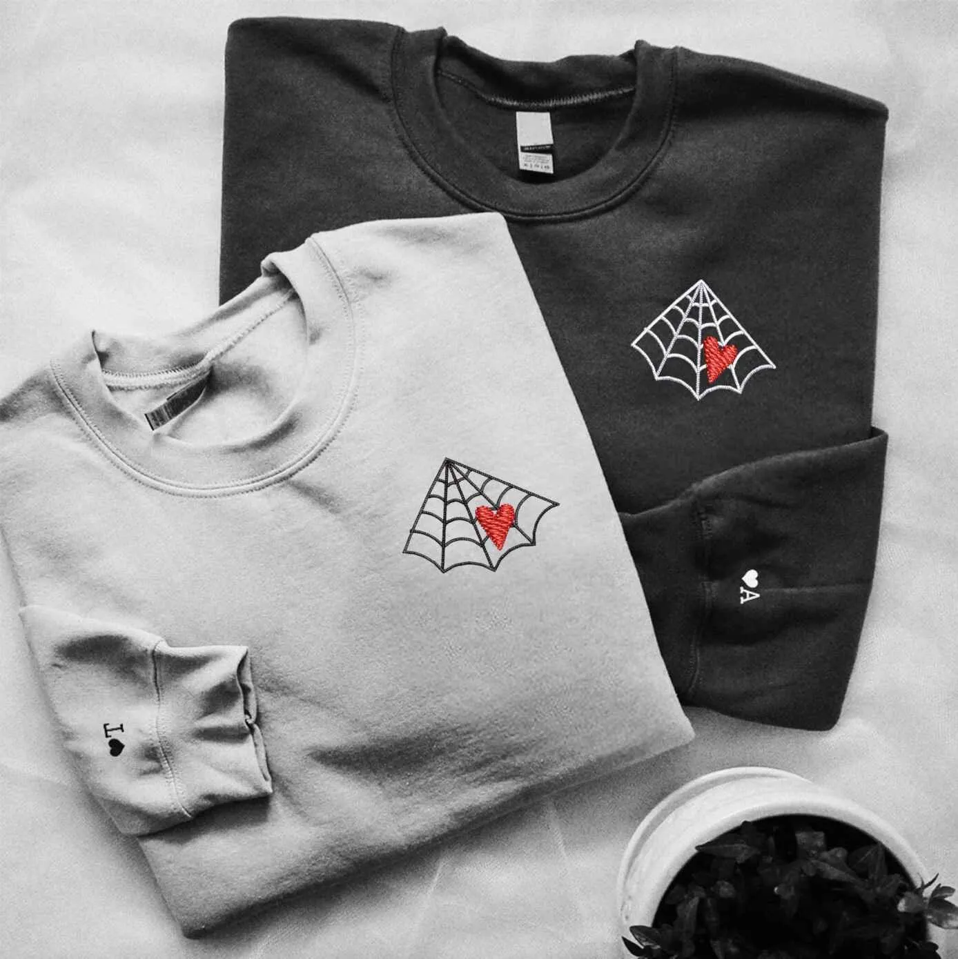 Spider Web Heart Couple Hoodies – Unique Custom Gifts for Gothic-Inspired Couples