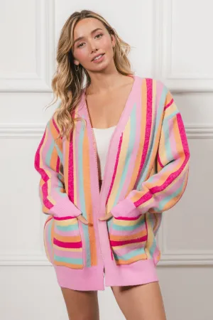 Stripes of Joy Open Cardigan