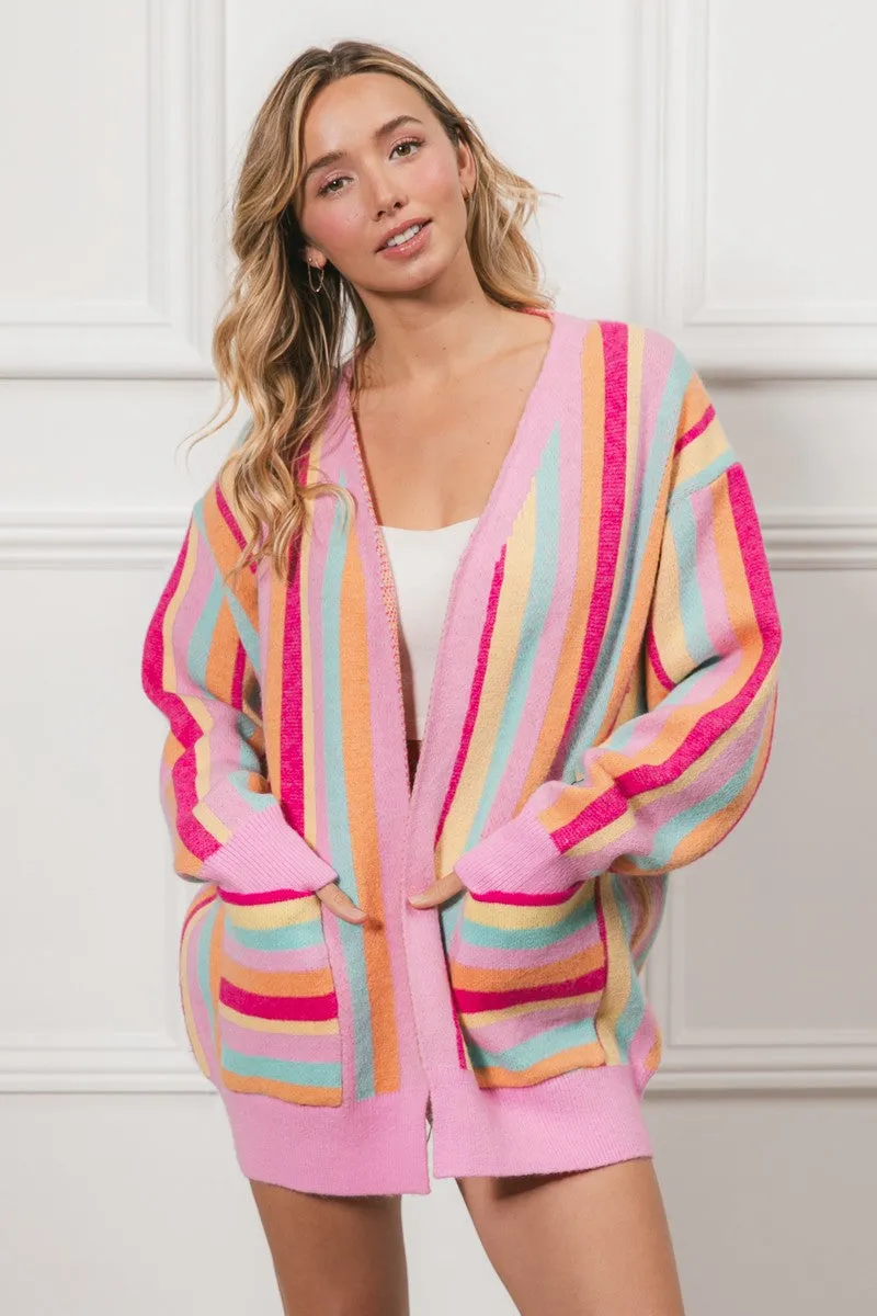 Stripes of Joy Open Cardigan