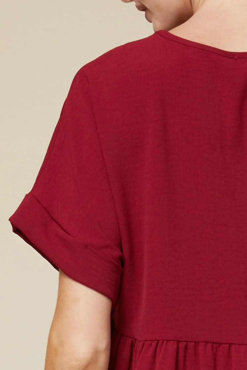 Textured Babydoll Top, Ruby