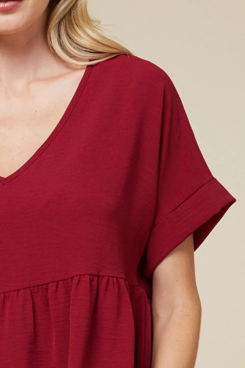 Textured Babydoll Top, Ruby