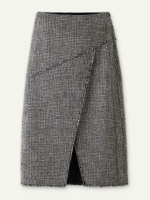 Textured wrap front midi skirt