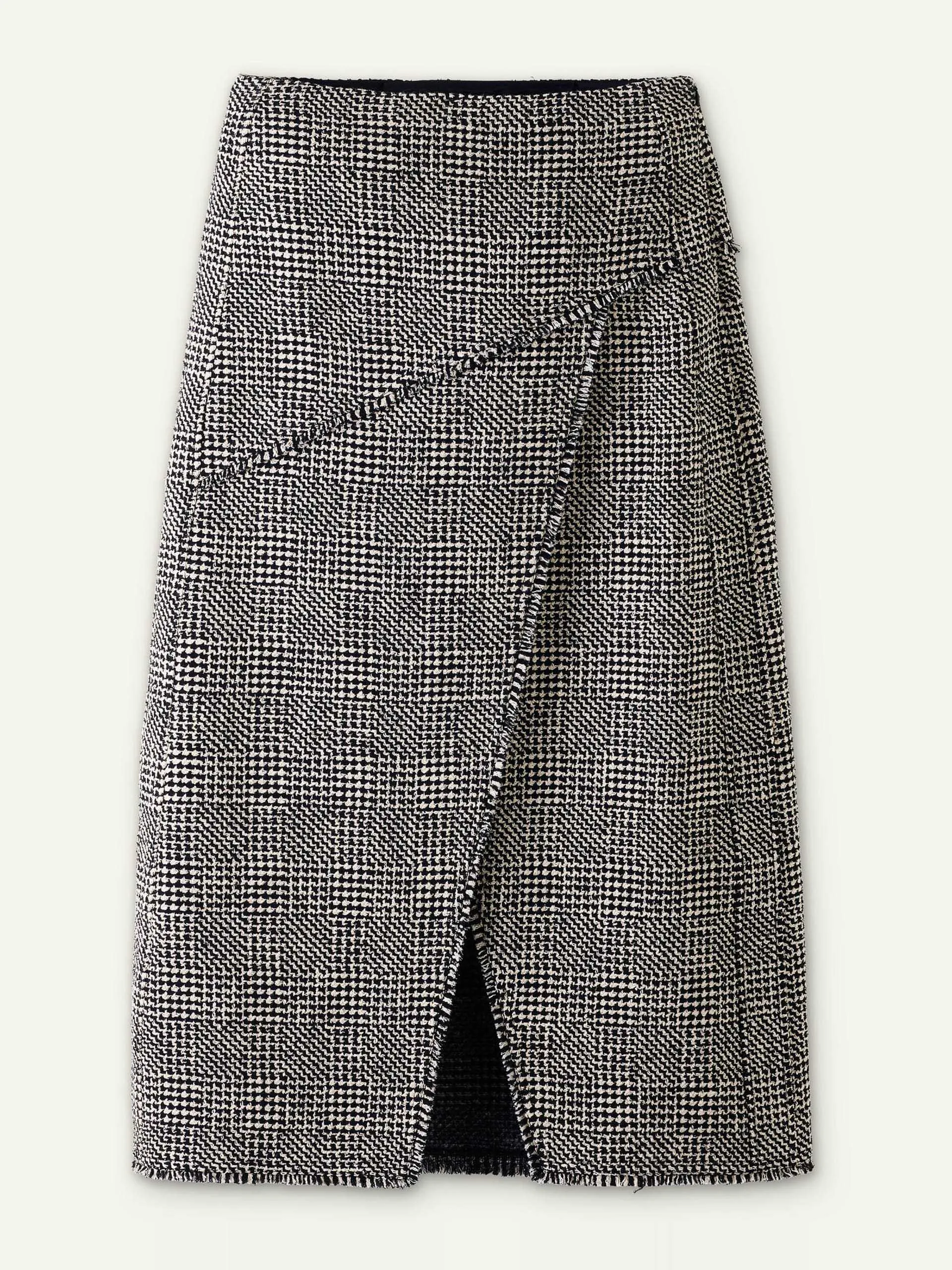 Textured wrap front midi skirt