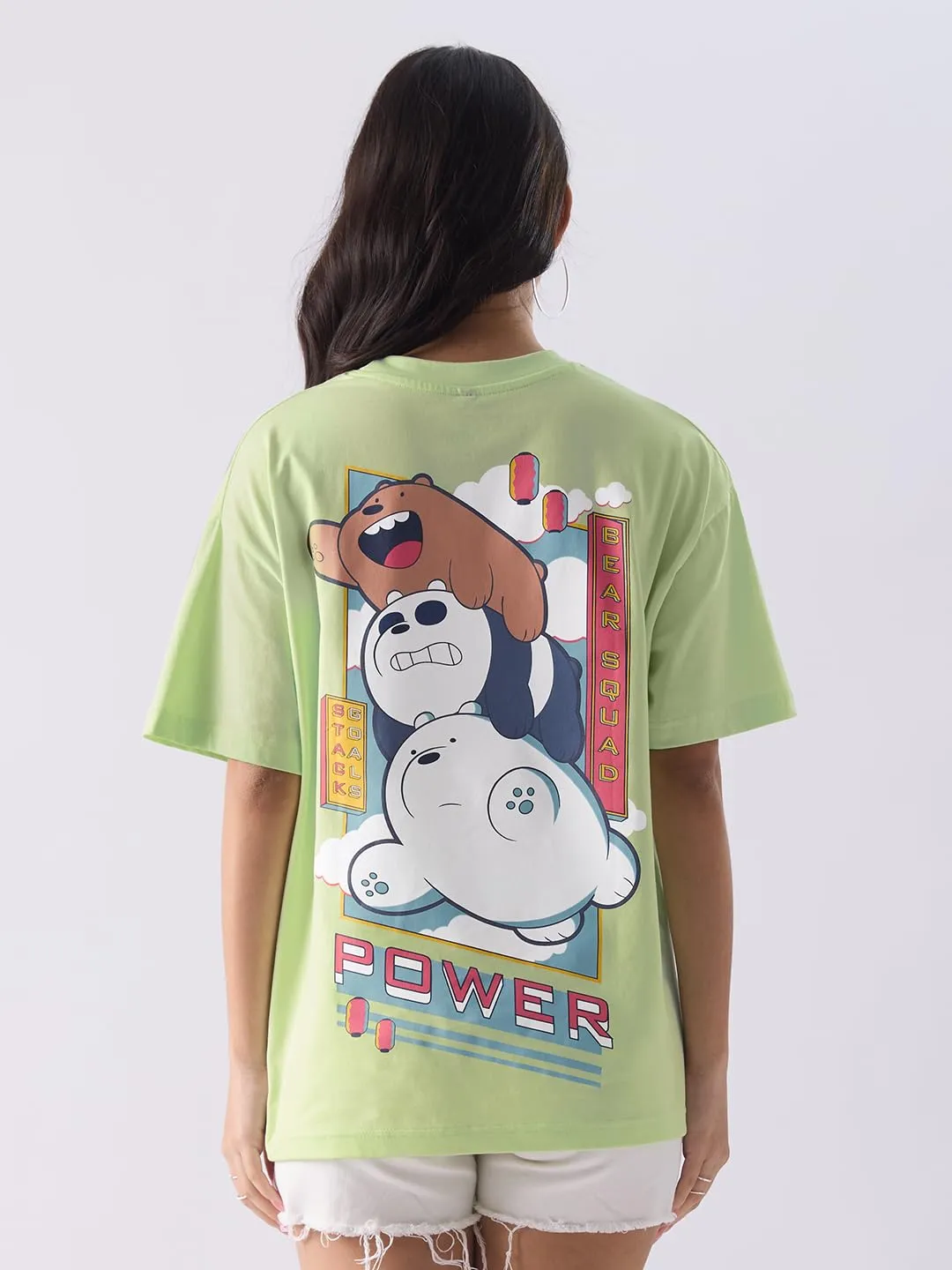 The Souled Store Disney: Tinker Bell Glow Womens Oversized Fit Graphic Printed Half Sleeve Cotton Pink Women Oversized Cropped T-Shirts Oversized fit Graphic Polo Colored Half Sleeve Cottonblend