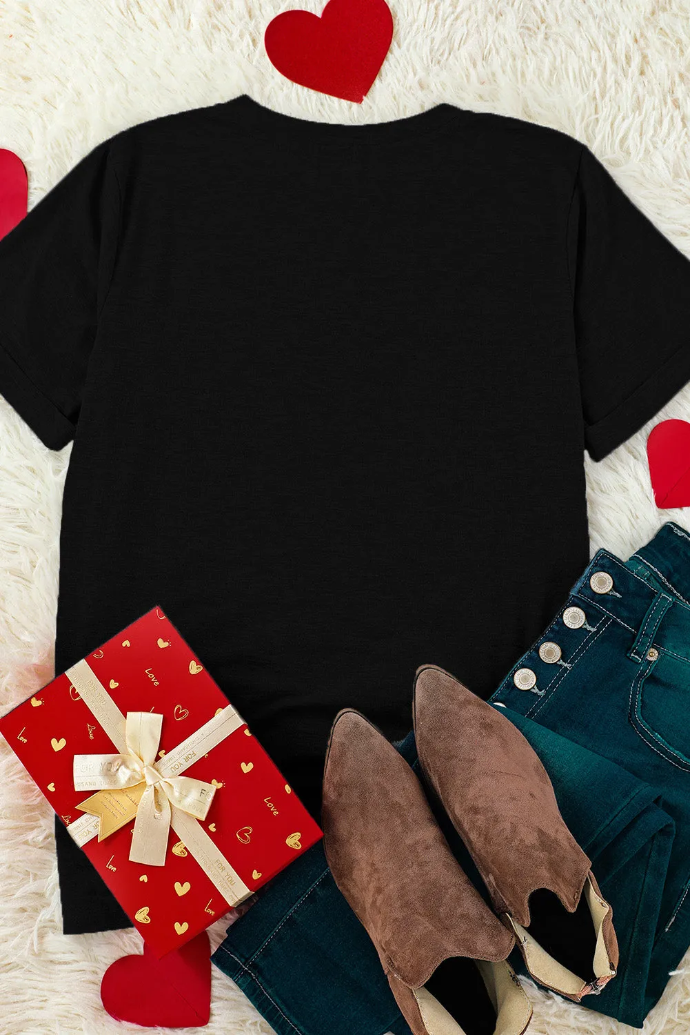 Valentine's Day T-Shirt Leopard Plaid Hearts Graphic Tees