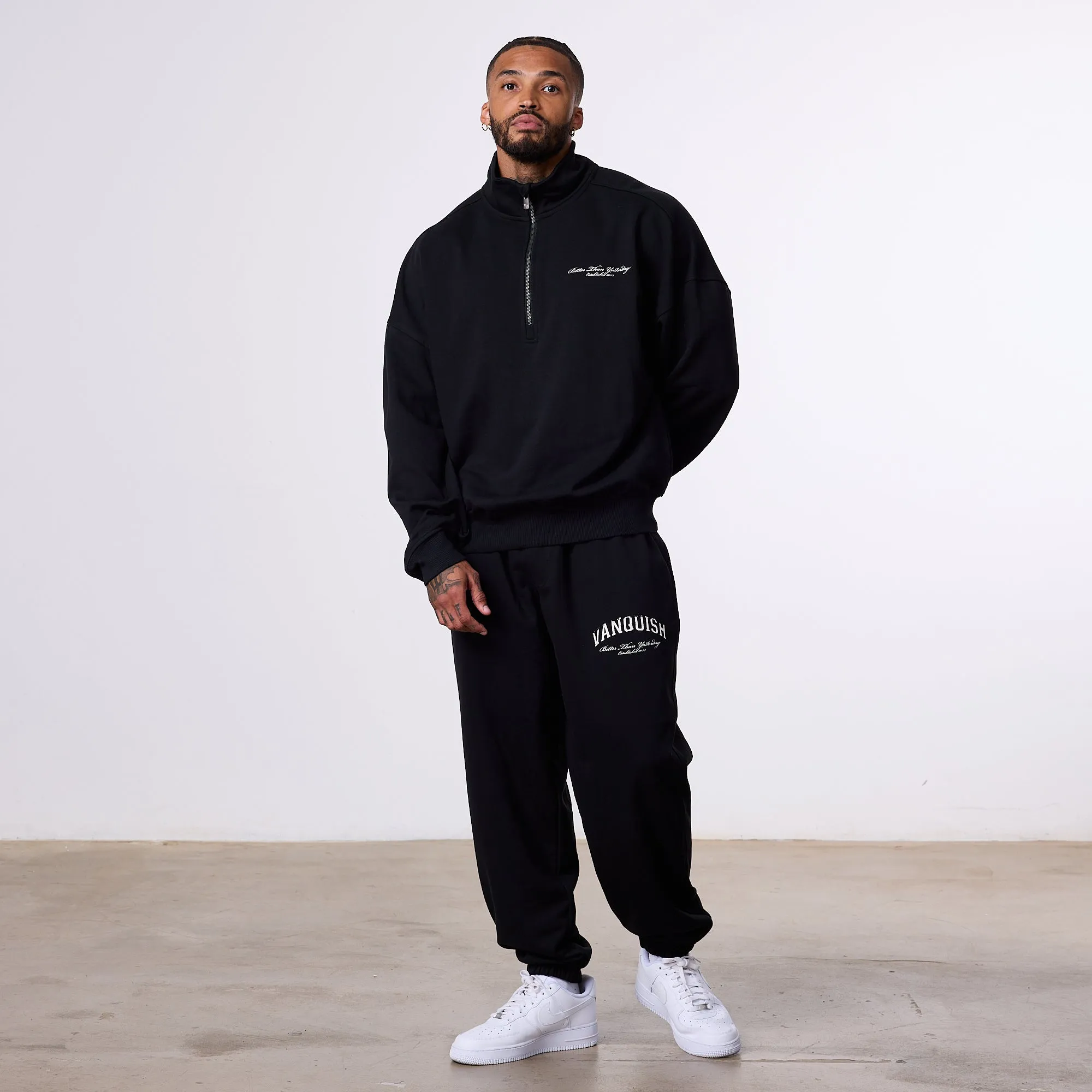 Vanquish Better Than Yesterday Black Quarter Zip Sweater
