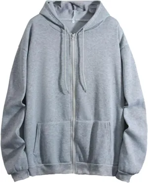 Vickyleb Womens Zip Up Hoodies Fleece Jackets Oversized Sweatshirts Drawstring Solid Fall Fashion 2024 Winter Clothes