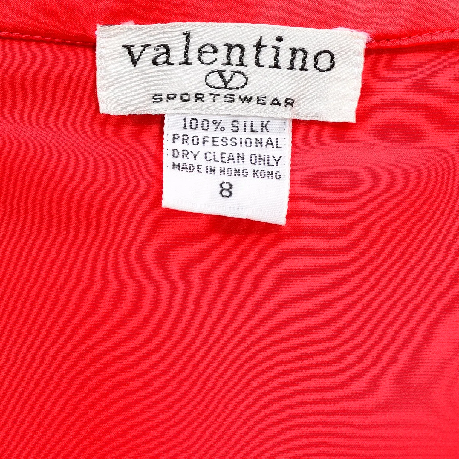 Vintage Valentino Red and Black Diagonal Stripe Silk Long Sleeve Blouse