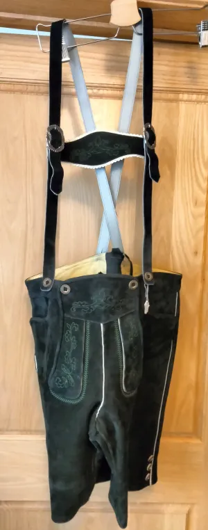 Weiss Leather Suspenders with green embroidery  for leather pants