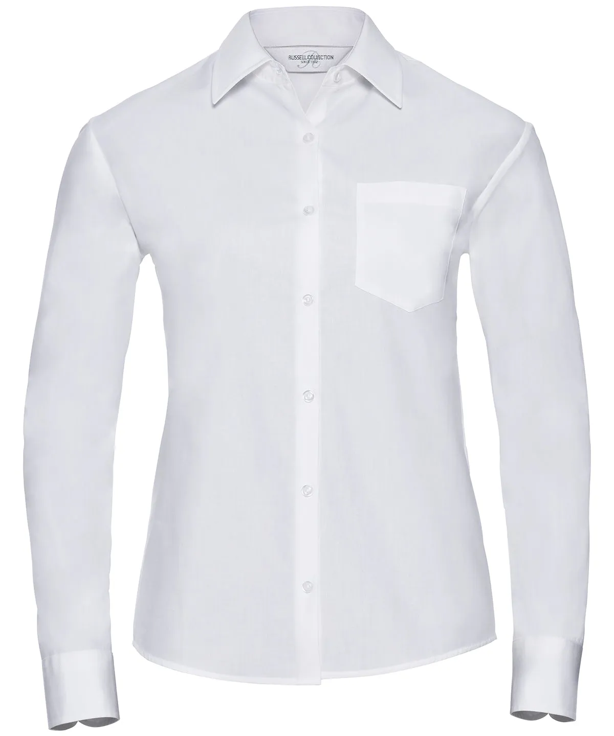 White - Women's long sleeve 100% cotton poplin shirt