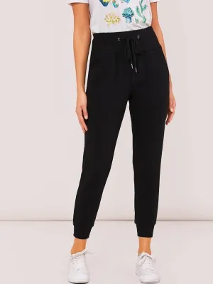 Wide Waistband Slant Pocket Joggers