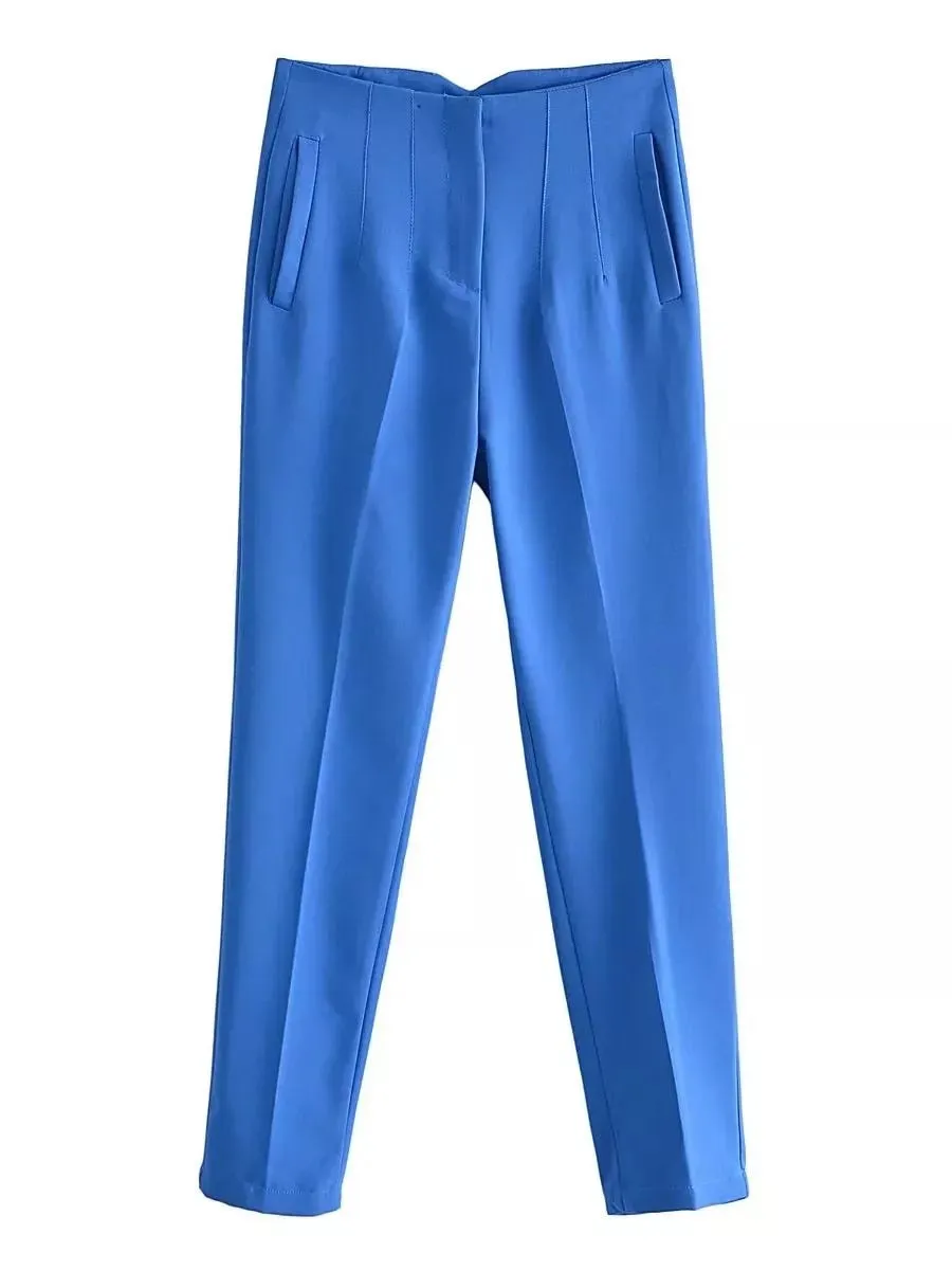 Women Light Weight Zipper Fly Office Pants