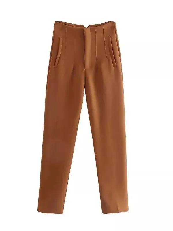 Women Light Weight Zipper Fly Office Pants