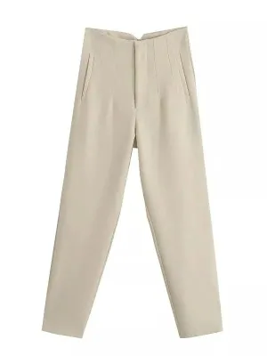 Women Light Weight Zipper Fly Office Pants