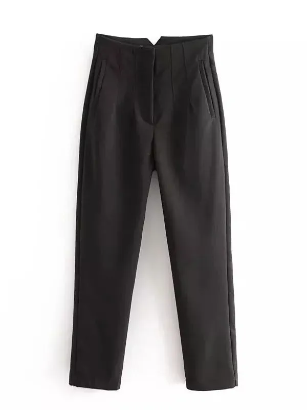 Women Light Weight Zipper Fly Office Pants