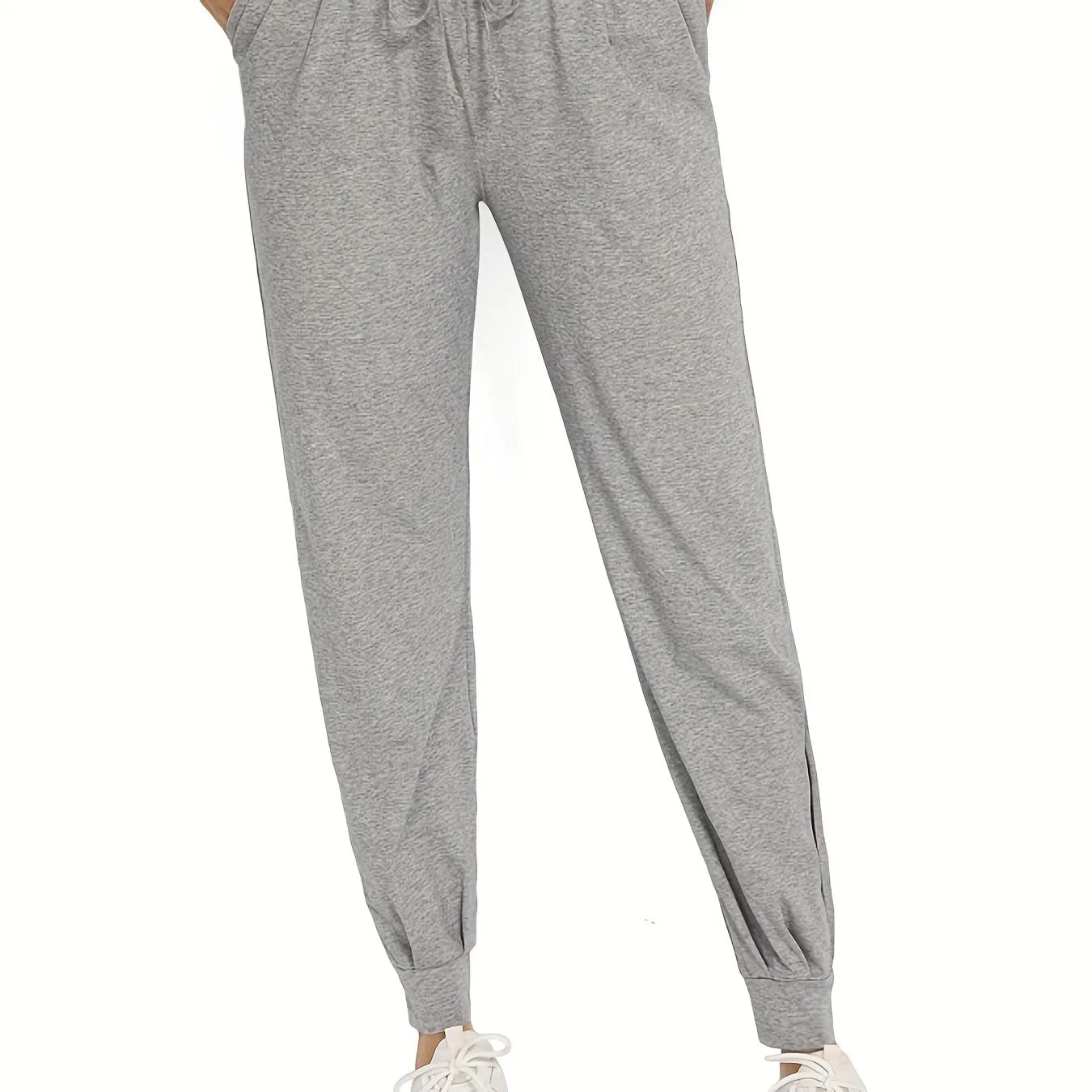Women's Hollow Pleated Casual Sports Pants, Drawstring Workout Jogger Pants, Women's Activewear
