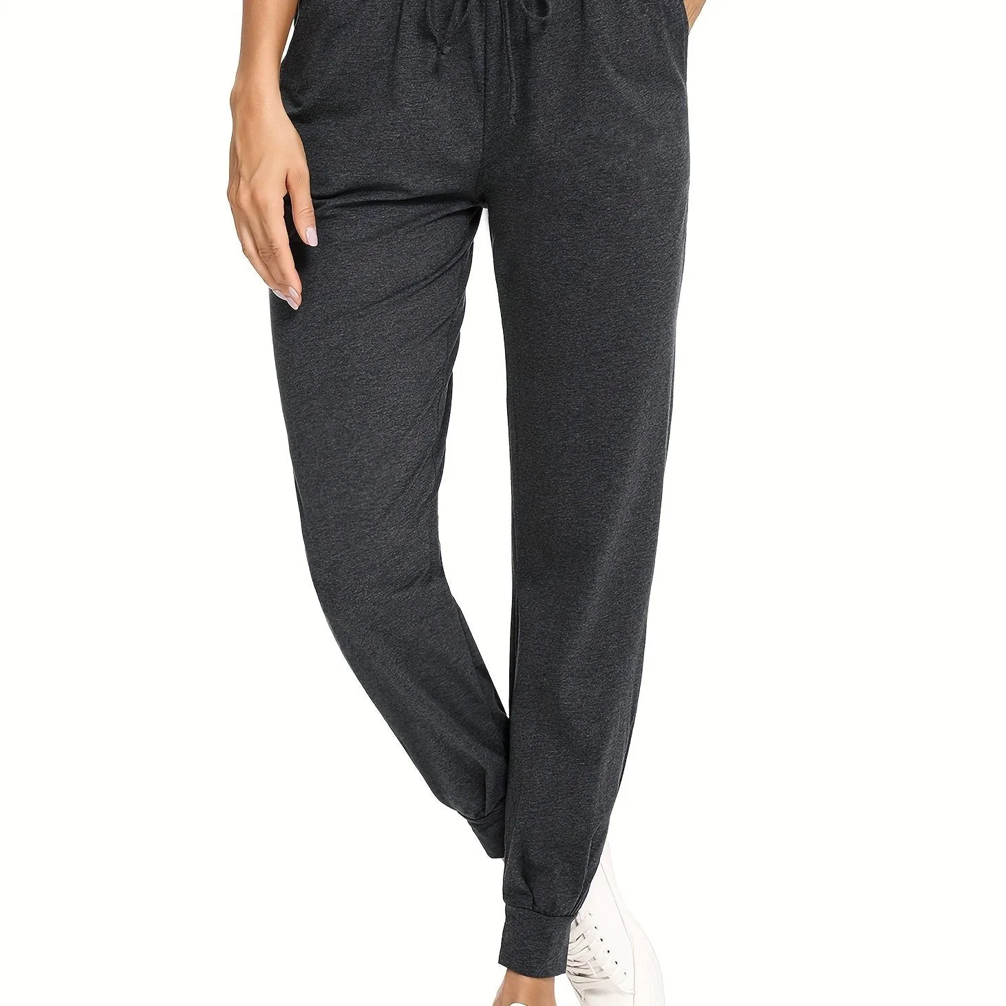 Women's Hollow Pleated Casual Sports Pants, Drawstring Workout Jogger Pants, Women's Activewear
