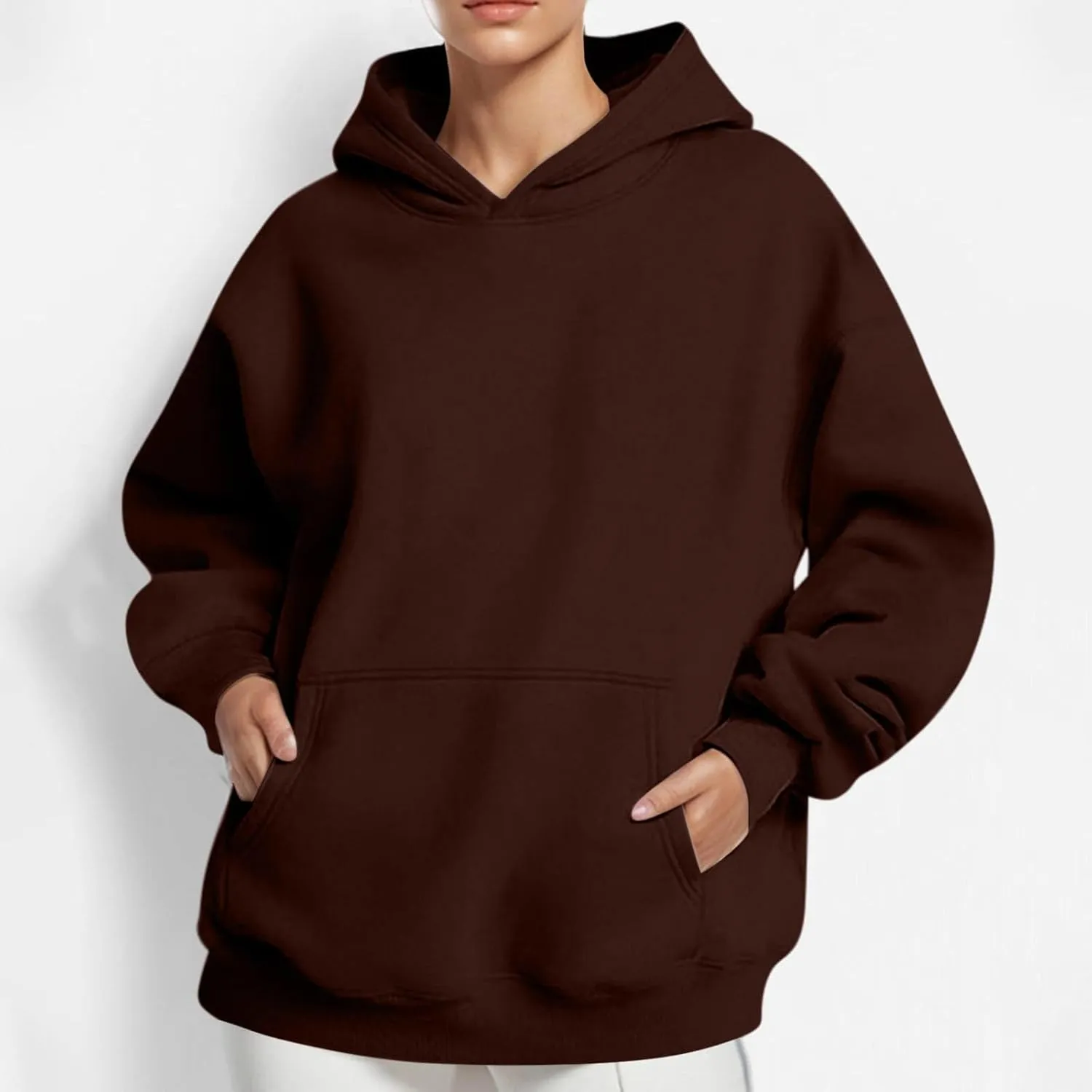 Womens Thick Oversized Pullover Hoodie with Front Pocket Casual Loose Fit Sweatshirt 2025 Fashion Fleece Sweater Tuinc