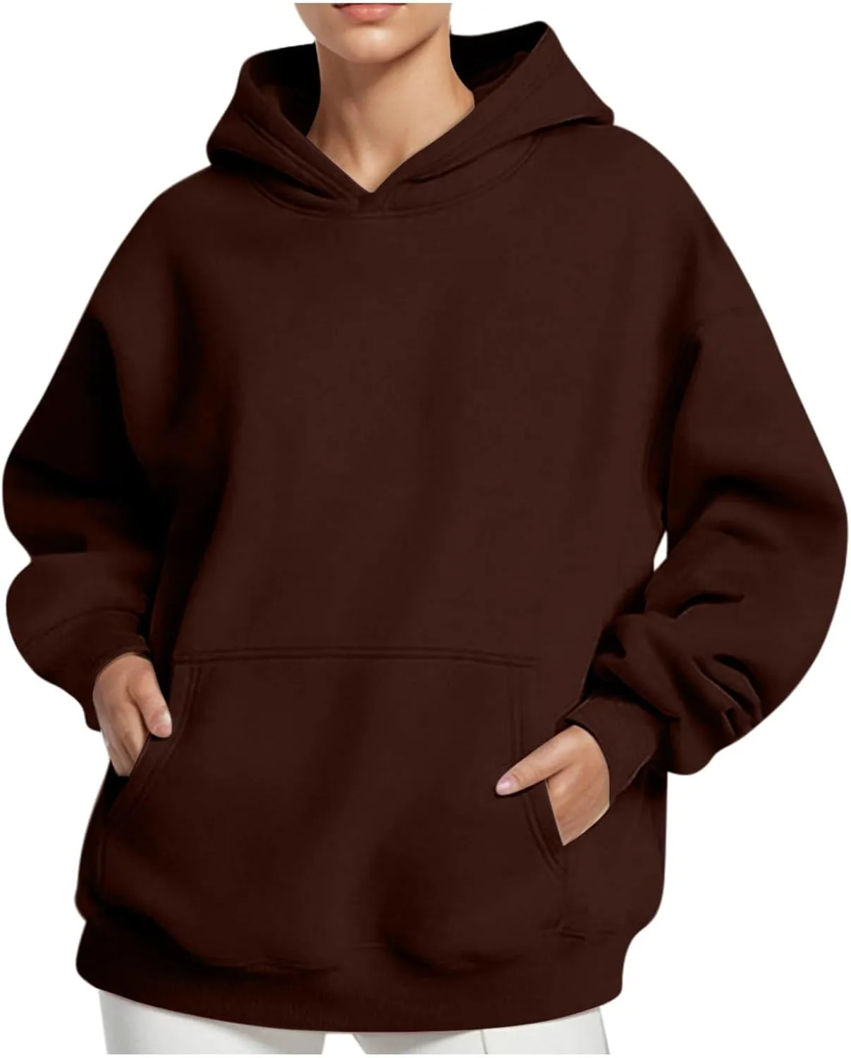 Womens Thick Oversized Pullover Hoodie with Front Pocket Casual Loose Fit Sweatshirt 2025 Fashion Fleece Sweater Tuinc